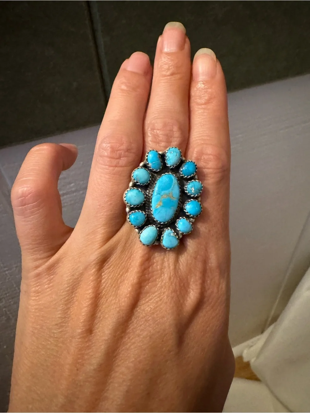 Blue Ridge Turquoise Cluster Statement Ring - Picture 4 of 4